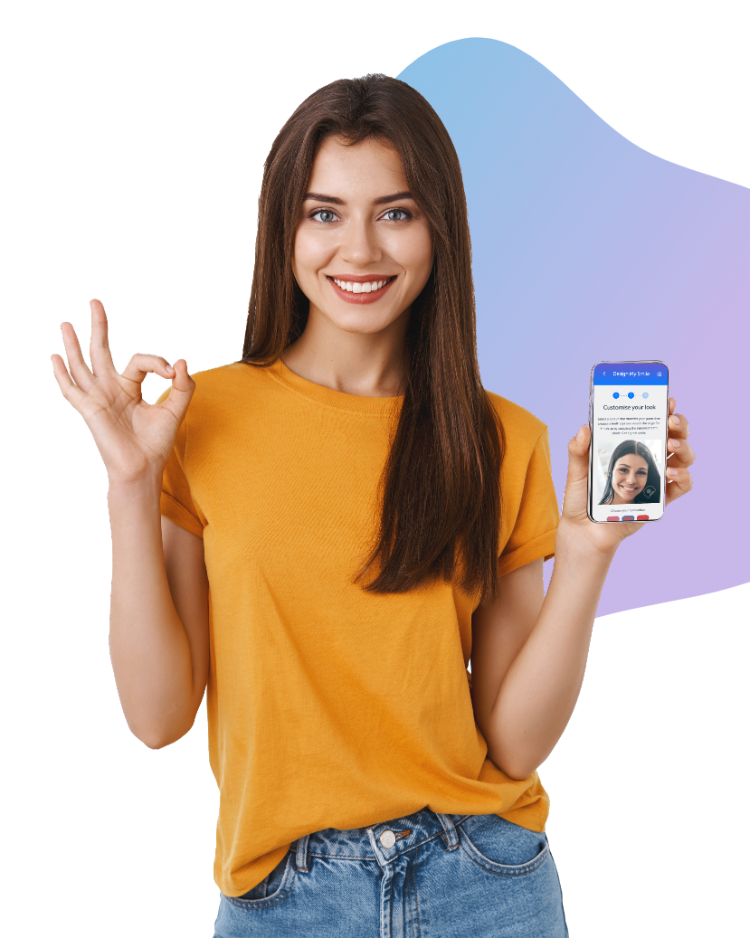 Girl smiling holding phone